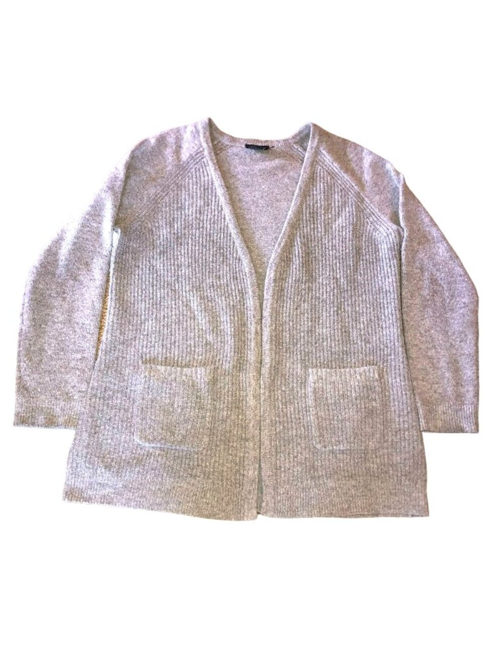 Gray Pendleton Angora Blend Cardigan Sweater Sz L Open Front Ribbed Womens